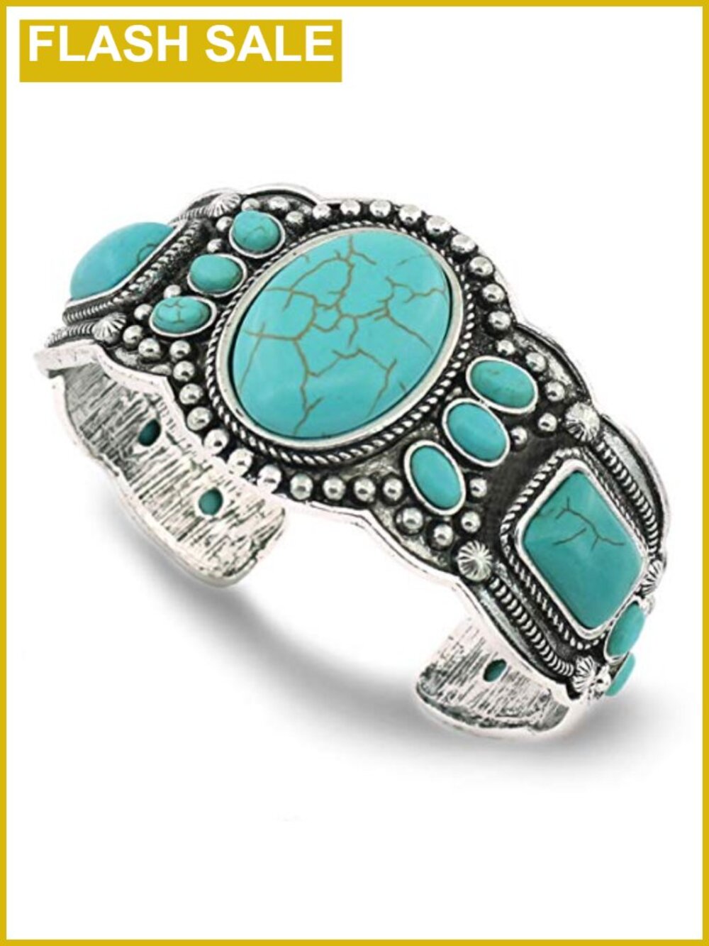 Plated Base Heart Compressed Turquoise Bracelet Cuff Bangle Fashion Jewelry